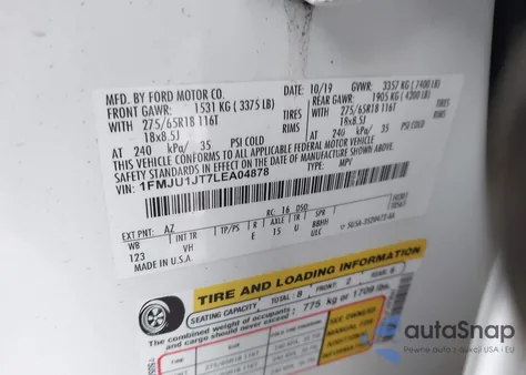 2020 Ford Expedition Xlt from USA, damaged, VIN 1FMJU1JT7LEA04878